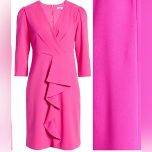 Julia Jordan hot pink dress with ruffle size 6